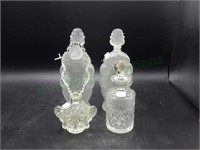 Lot of 4 glass perfume bottles/decanters