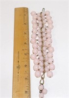 Vintage Pastel Pink Beaded Gold Tone Bracelet