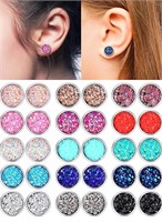 $18-15 PAIRS DRUZY STUD BULK EARRINGS SET STAINLES