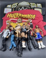 (LM) Wrestling figures,hulkamania shirt x-