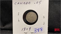 1909 Canadian small nickel