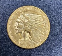 1911 Indian Head $2.5 Gold Coin