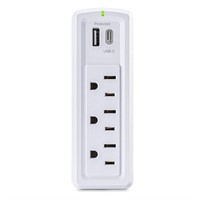 $20  3-Outlet Wall Mounted Surge Protector in Whit