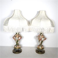 (2) Vintage Capodimonte Lamps with Shades