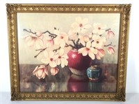 Vintage Framed Print, "Magnolias" by E. Ottema