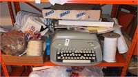 Shelf Lot Typewriter and Crafting Items