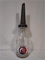 Original Quart Oil Bottle w Red Indian Decal