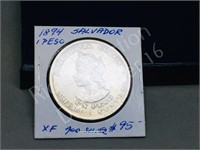 El Salvador- 1894- 1 Peso 900 silver coin