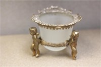 Vintage Brass Cherub Glass Cup
