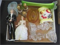 LOT OF FIGURINES, CANDLESTICKS, ART AND MORE