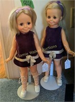 2 Velvet 16" Can Grow Hair 1965 Ideal Toy Dolls.