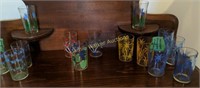 14 Swanky Swigs 1950s Juice  Glasses. Floral