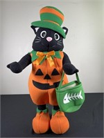 Black Cat in Pumpkin Costume Door Greeter 30"