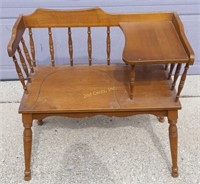 Vintage Colonial Phone Table Parlor Bench