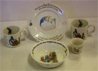 Five pieces of Wedgwood "Peter Rabbit"nursery ware