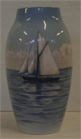 Royal Copenhagen vase with yacht scene