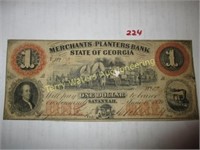 1859 Merchants & Planters Bank 1 Dollar Note