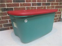 18 Gallon Tote with Lid Green & red