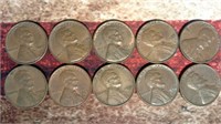 10 x 1950s Wheat Pennies - Mixed Dates