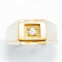 Diamond & 10k Yellow Gold Signet Ring