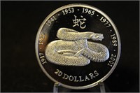 2001 Liberia $20 Silver Coin