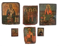 6 EARLY RUSSIAN OR GREEK ORTHODOX ICONS
