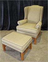 Tan Wingback Chair w/ Ottoman