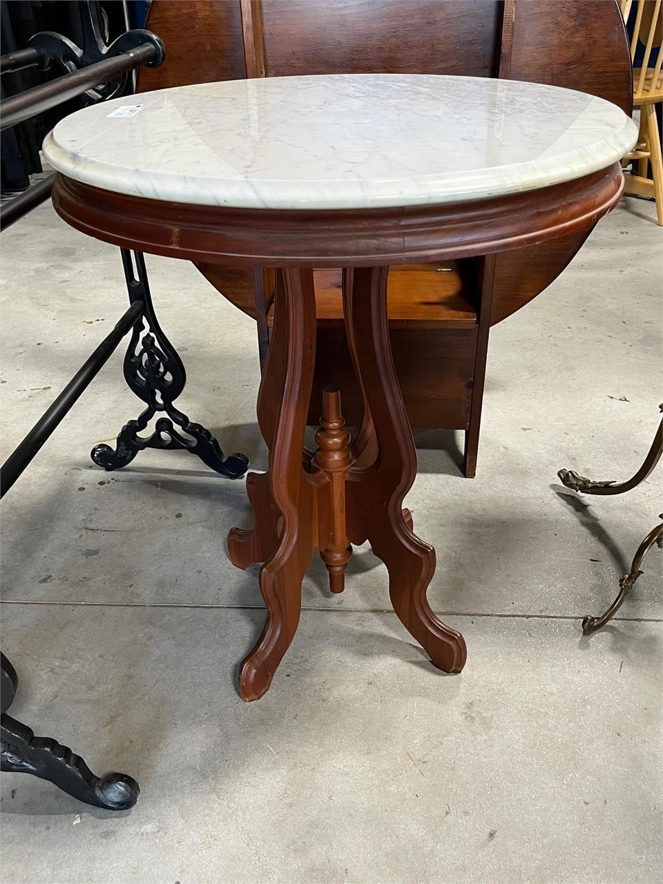 Reproduction Victorian Marble Top End Table