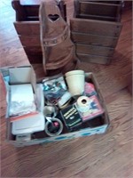 Sewing items and wood storage containers