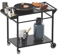Koutemie Outdoor Grill Cart Table with 4 Wheels fo