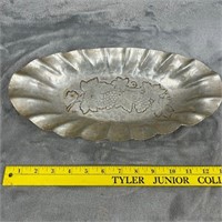 Vintage Hand Forged Aluminum Oval Dish