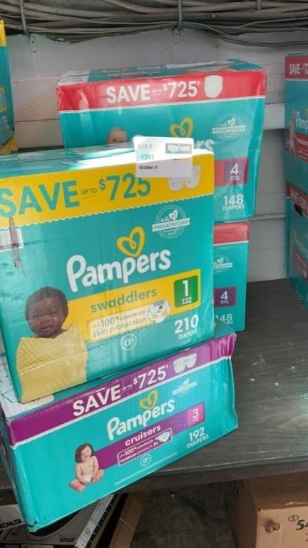 1 LOT 1-PAMPERS SWADDLERS DIAPER SIZE 1, 210CT./