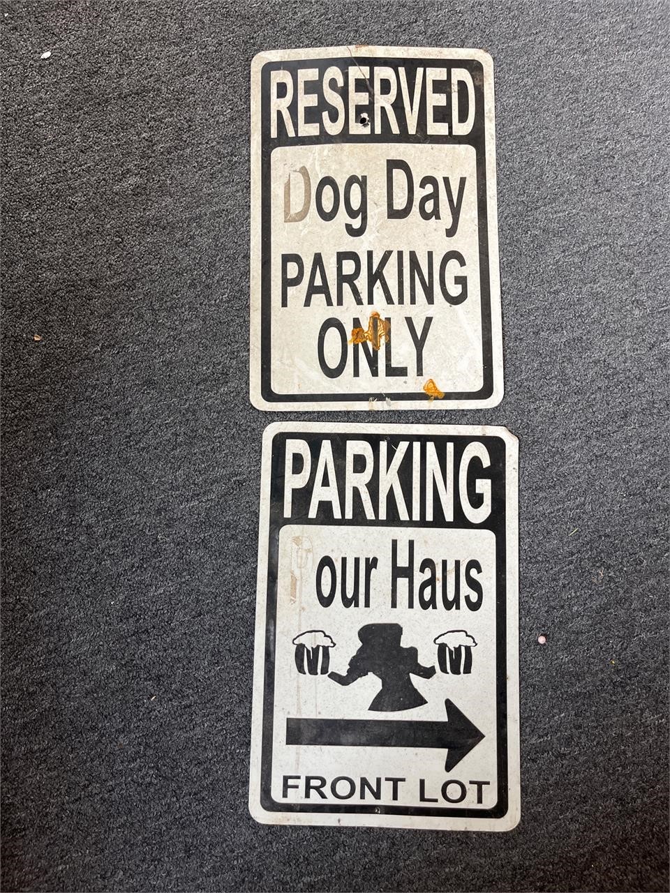 Metal parking signs