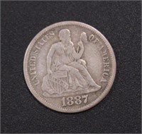 US Coins 1887-S Seated Liberty Dime, circulated