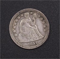 US Coins 1857 Seated Liberty Dime, circulated