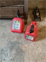 Two plastic gas cans, 2 gallon