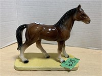 Horse Figure On Wood Base (chip On Mouth)
