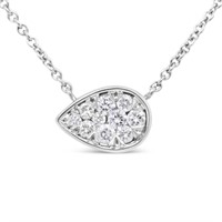 14k Gold Round .25ct Diamond Teardrop Necklace