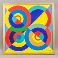 French Acrylic on Canvas Signed Sonia Delaunay