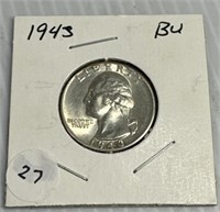 1943 BU Quarter Silver