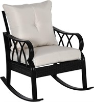 Outdoor Wicker Rocking Chair with Padded Cushions