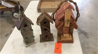 3 wood birdhouses