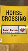 Vintage Metal Horse Crossing sign -18 x 24 inches