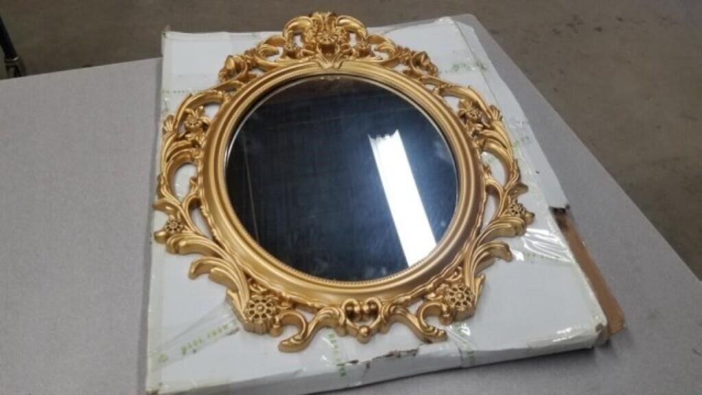 Gold Resin Oval Mirror