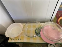 GLASS DISHES, REINDEER PLATE ETC.