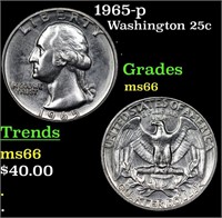 1965-p Washington Quarter 25c Grades GEM+ Unc