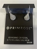 Primerose Genuine Crystal Sterling Silver Earrings