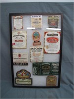 Vintage Display Case Assorted Liquor Labels