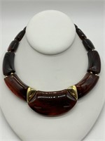 Rare Napier Tortoise Lucite & Gold Tone Necklace