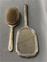 Sterling Silver Vanity Mirror with Brush